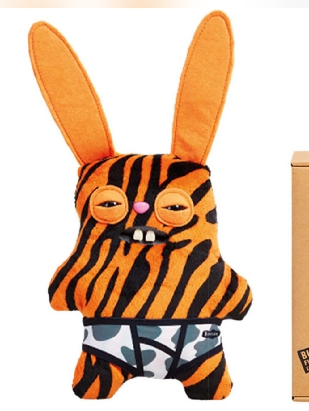 Zuru Fuggler Rabid Rabbit Bunny Tiger Stripe Plush Toy in Orange